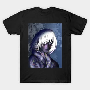 young dark elf in a kimono for dnd and manga fans T-Shirt